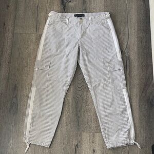 Sanctuary Striped Ankle Cargo Pants - White & Gray (Sanctuary x Anthropologie)
